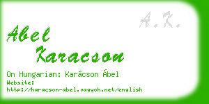 abel karacson business card