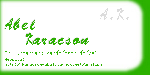 abel karacson business card